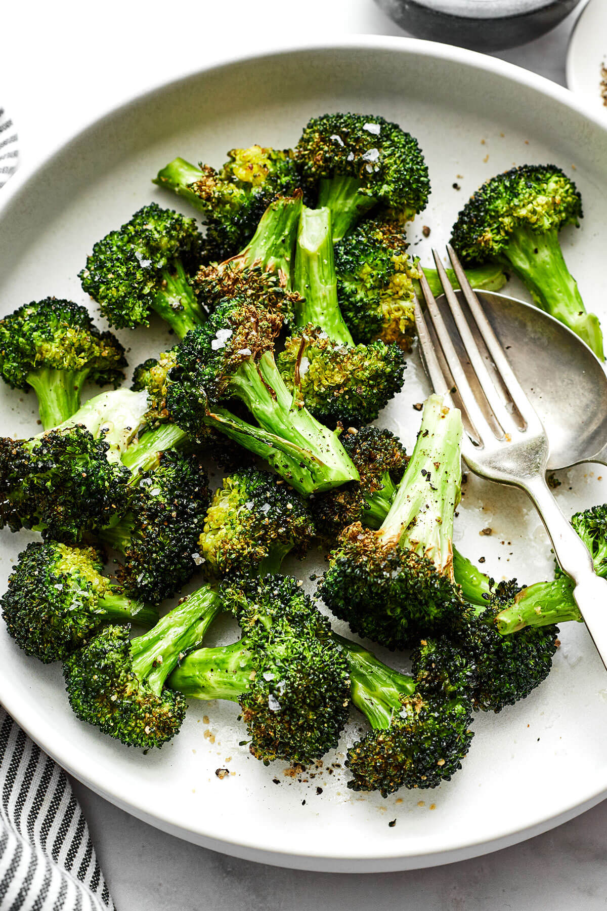 A plate of air fryer broccoli