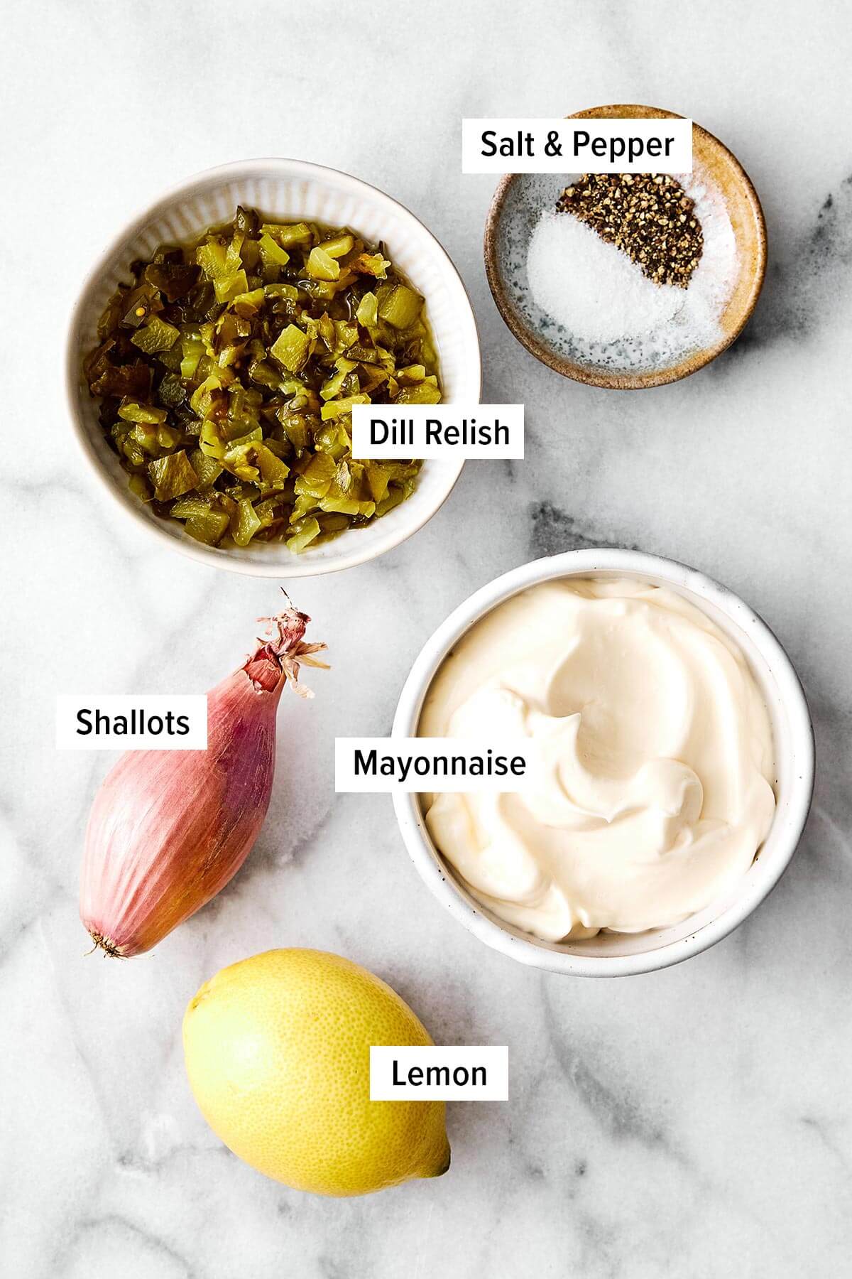 Ingredients for tartar sauce.